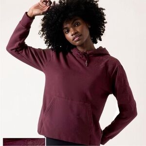 Athleta Retro Plush Hoodie Sweater Alya Floral Purple Embroidered Cozy Activewea